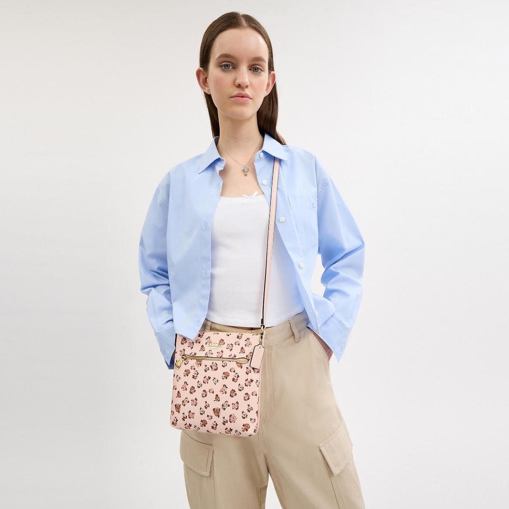 Coach Mini Rowan File Bag With Rose Print